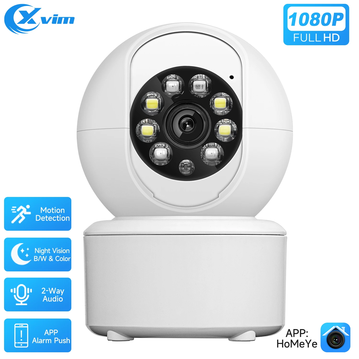 XVIM 2MP Baby Security Camera Home Wireless Security Protection Pet Monitor Video Record Night Vision WIFI