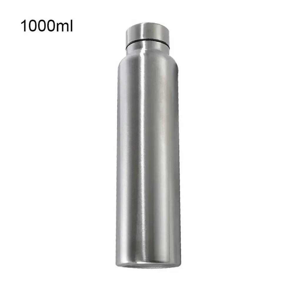 1000ml Stainless Steel Sport Water Bottle Single-layer Rugged Water Cup Metal Flask