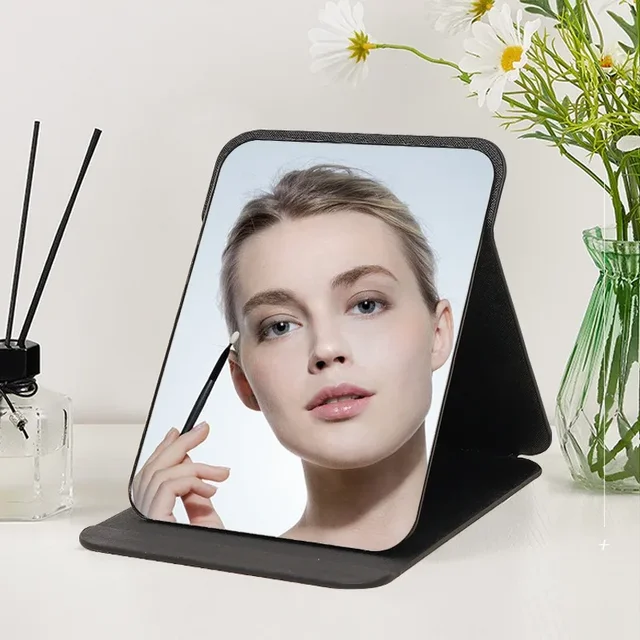 Miroir de maquillage pliant miroir de maquillage de bureau Portable de haute qualité miroir de maquillage debout créatif simple face pour femmes couleur unie 2