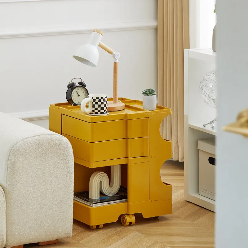 Plastic Storage Cabinet Fabric Drawers Cabinet Wooden Storage Cabinet Warming Poppy Rotating Cabinet Makeup Storage Bedside Table