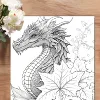 1PC Dragon Coloring Book 20 Pages Adult Picture Book with Animals Drawings Creative Inspirational Stress Relief Relaxation 5