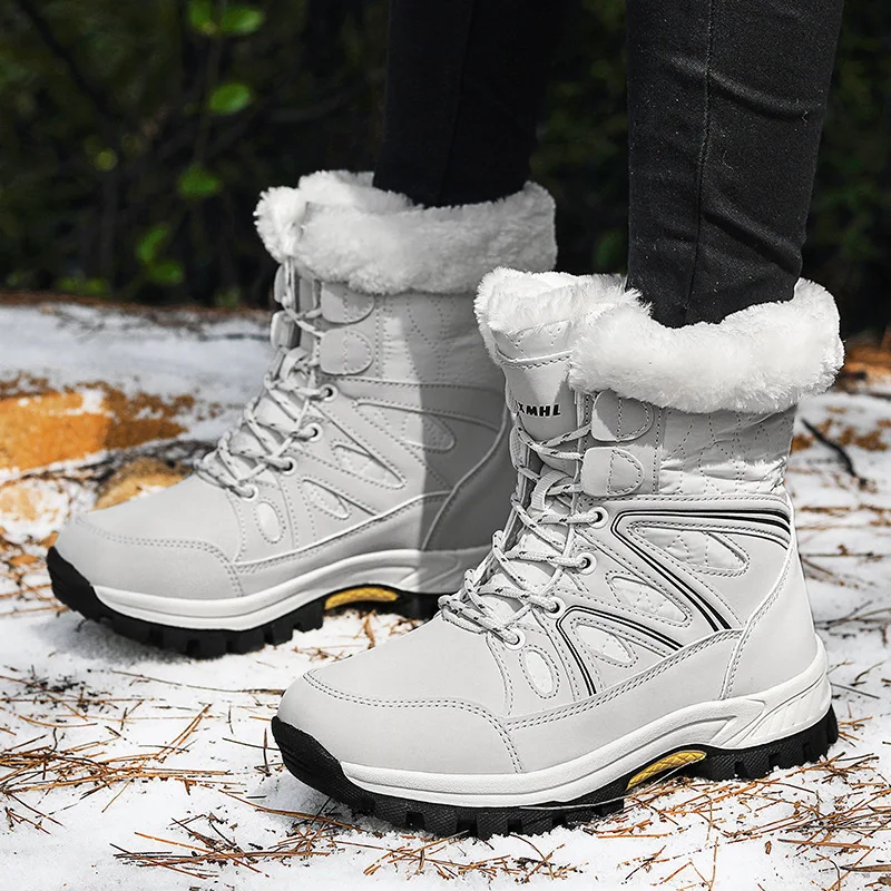 

Hiking Boots Plus Velvet Snow Boots Ladies And Men's Thick-soled Waterproof Travel Shoes Outdoor Hunting Shoes Winter Warm Boots