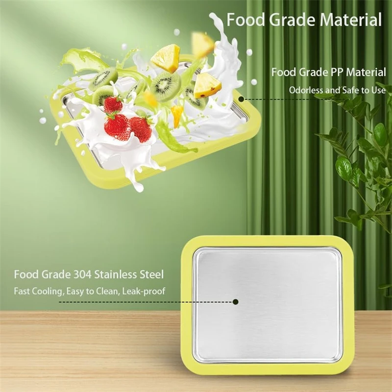 Mini Yogurt Maker Fried Yogurt Machine Household Cold Sweet Frozen Fried Ice Tray DIY Ice Cream Maker Pan with Scraper