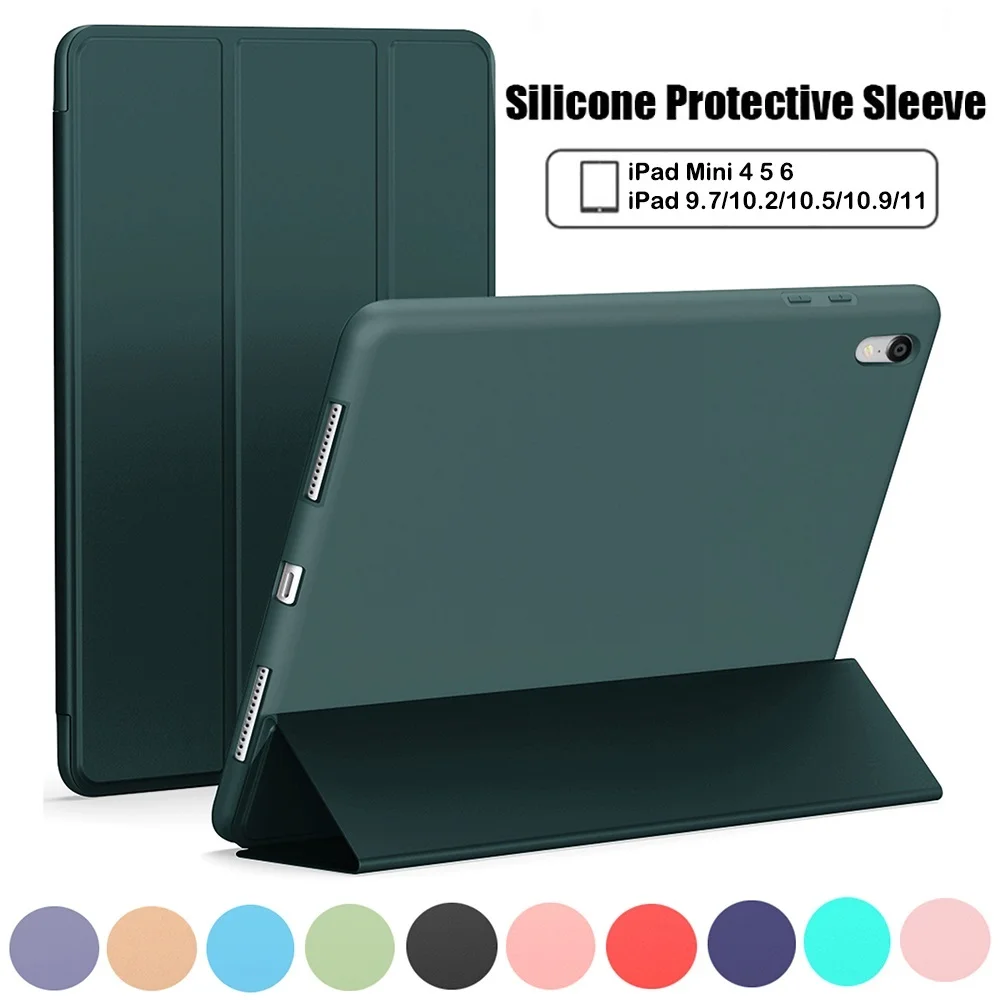 

Generation Smart Cover For iPad Air 2 Air 1 Mini 1 2 3 4 5 6 pro11 7.9 Ultra Slim PU Leather PC Translucent Back Case for Apple