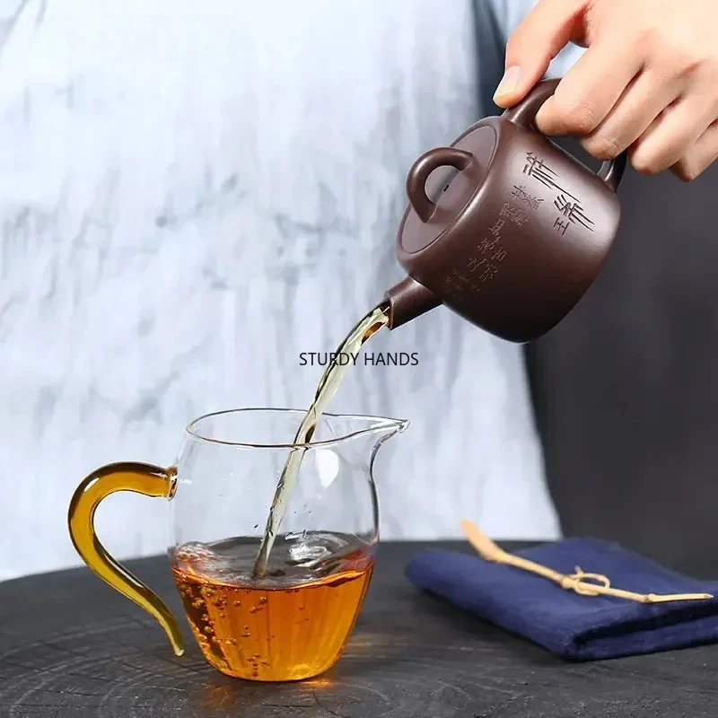 160ml Yixing purple clay teapot, raw mineral old purple clay beauty tea infusion pot, Chinese Kung Fu tea set