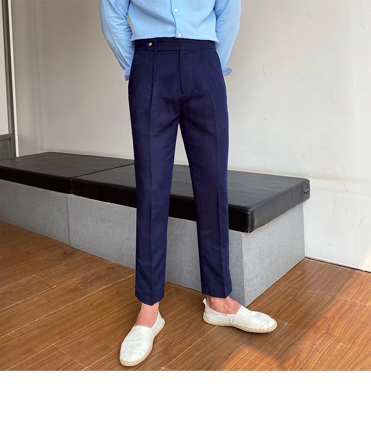 Mens Autumn Formal Pants High Waist Pants Casual Straight Pants Office Trousers Men Dress Pants Social Pantalones Hombre 2022 blazers