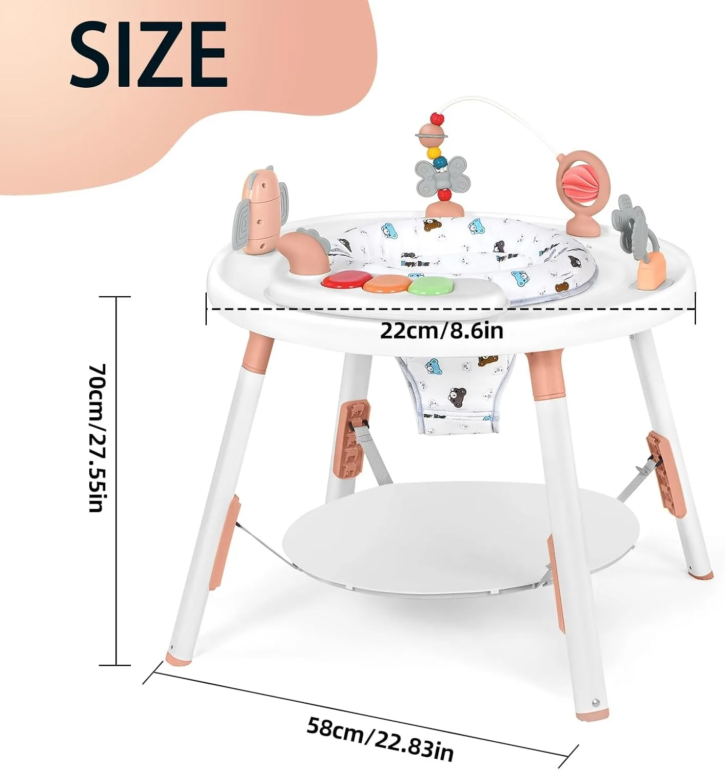 3-in-1 Baby Activity Center and Jumper Table with 360° Rotating Seat,