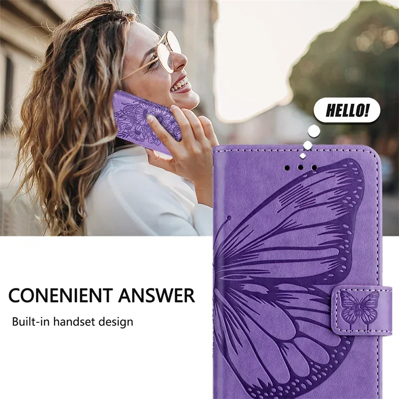 3D Butterfly Leather Phone Case - Stylish Flip Cover by
