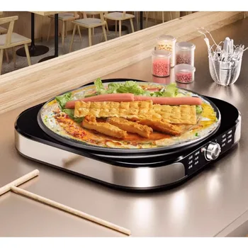220V Crepe Makers New Grains Griddle Commercial Electricity Pancake Machine Cooking Appliances 2200W Single-side Heating 40CM