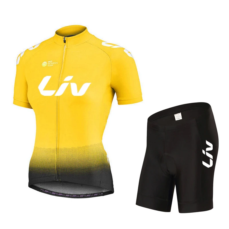 Women Summer Short Sleeve Cycling Clothing LIV Road Bike Jersey Set BIB Gel Shorts Sport Suit Female Bicycle Clothes MTB Dress