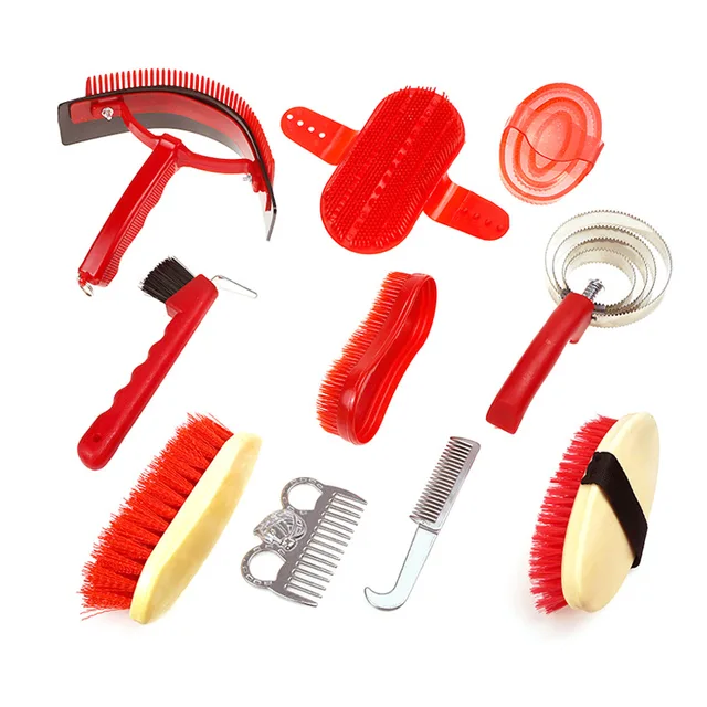 Horse Grooming Kit Horse Brushes for Grooming 10 Pcs Horse Cleaning Tool Set with Tote Bag Brush Supplies Equine Care Supplies 4