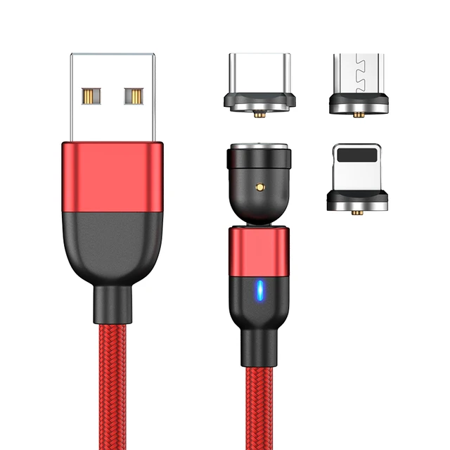 Câble magnétique USB C IPone rotatif à 540 ° Câble Micro USB pour iPhone 14 13 X 7 8s Pro Max Samung S20 21 Xiaomi Huawei Chargeur Cordon_voghion.com