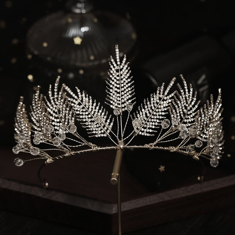 Vintage Handmade Tiara Rhinestone Crystal Tiaras And Crowns Women Pageant Bridal Wedding Hair Accessories Jewelry Diadem