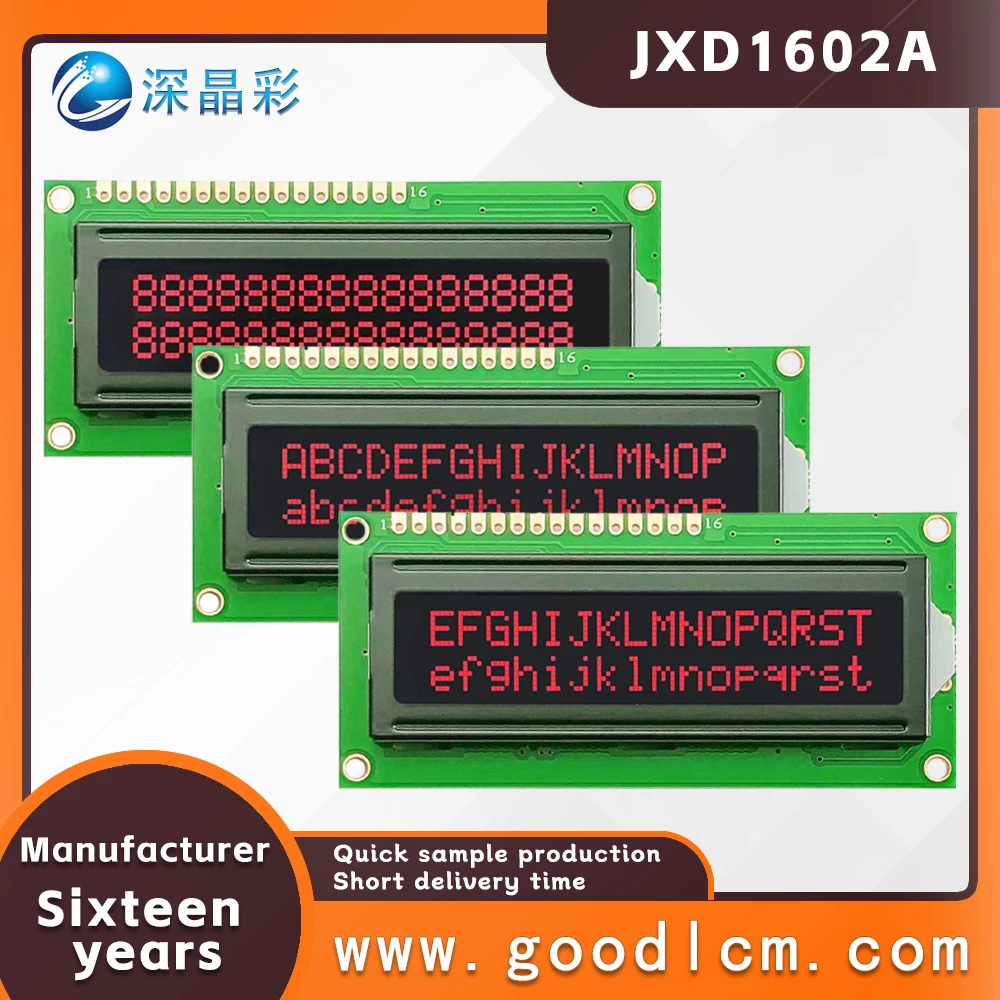 

quality Small size characters display module JXD1602A VA Red font lcd 16X2 dot matrix display 5.0V and 3.3V optional