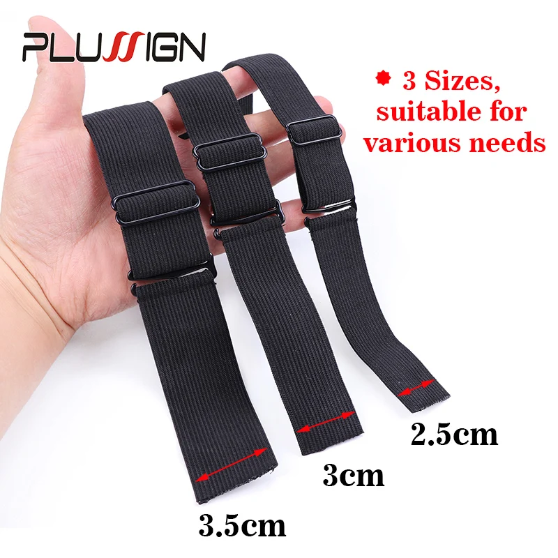 Plussign 3Pcs Wig Strap With Hook For Fixing Wigs Wig Grip Black Elastic Band For Wigs Wig Adjustable Straps For Sewing Back