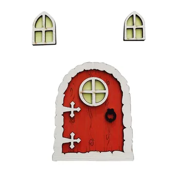 Wooden House Miniature Home Windows Door Mini Door Window Tree Decoration For Yard Lawn Xmas Tree Hanging Ornaments Navidad Xmas 5