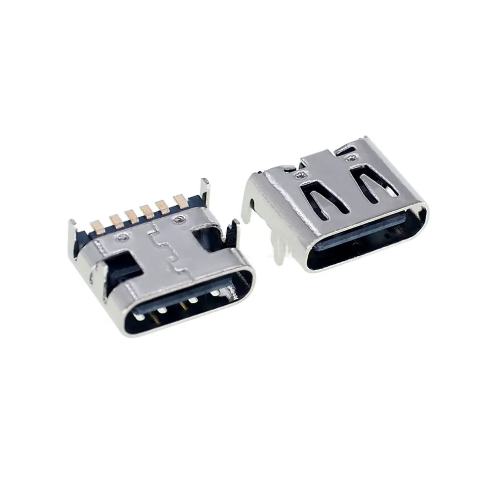 

1000pcs/simple version USB3.1 four fixed pins fast punch TYPE-C 6P simple type SMD female seat
