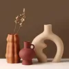 Circular Hollow Vase, Ceramic Donuts Flower Pot, Abstract Home Decoration Accessories, Interior Office Desktop Decor, Gift 3