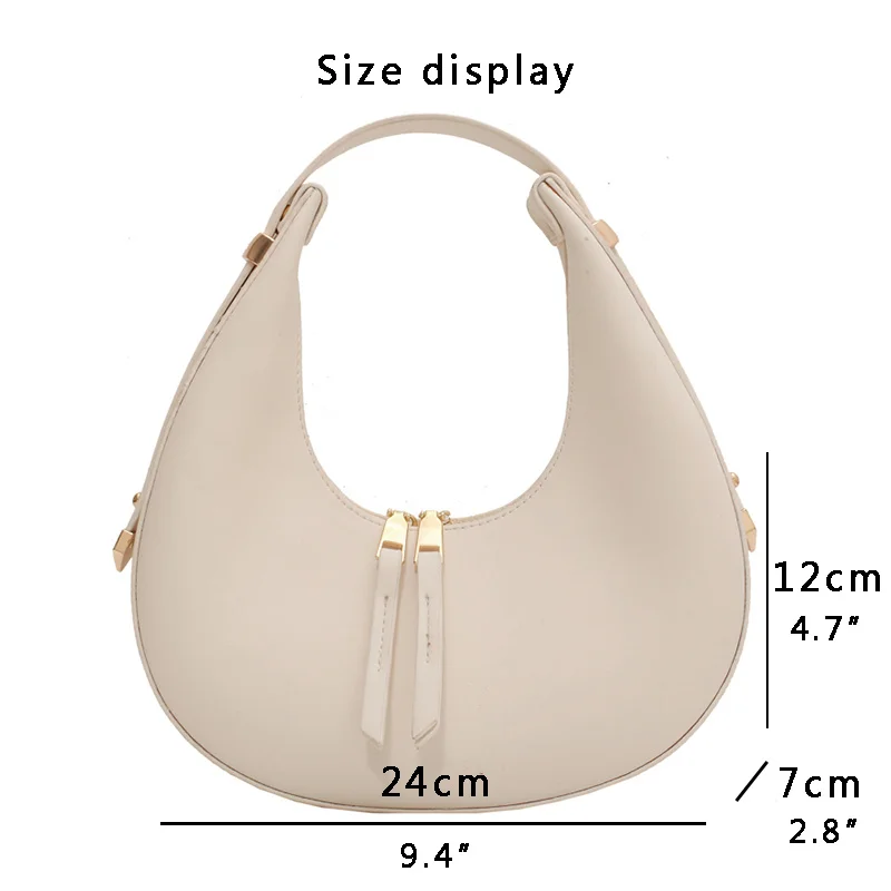 PU Leder Frauen Designer Handtasche Geldbörsen Mode Vintage Brieftasche Doppel-Reißverschluss Halbmond Halbmond Hobos Umhängetaschen_voghion.com