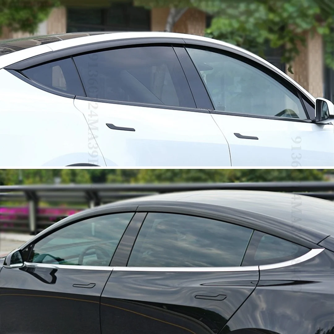 Für Tesla Modell y 2019-2023 Zubehör Auto Styling Tuning Wide Body Kit 4 Stück Fenster Visiere Schatten Wind Deflektor Regenschutz Stirn – Detail 3