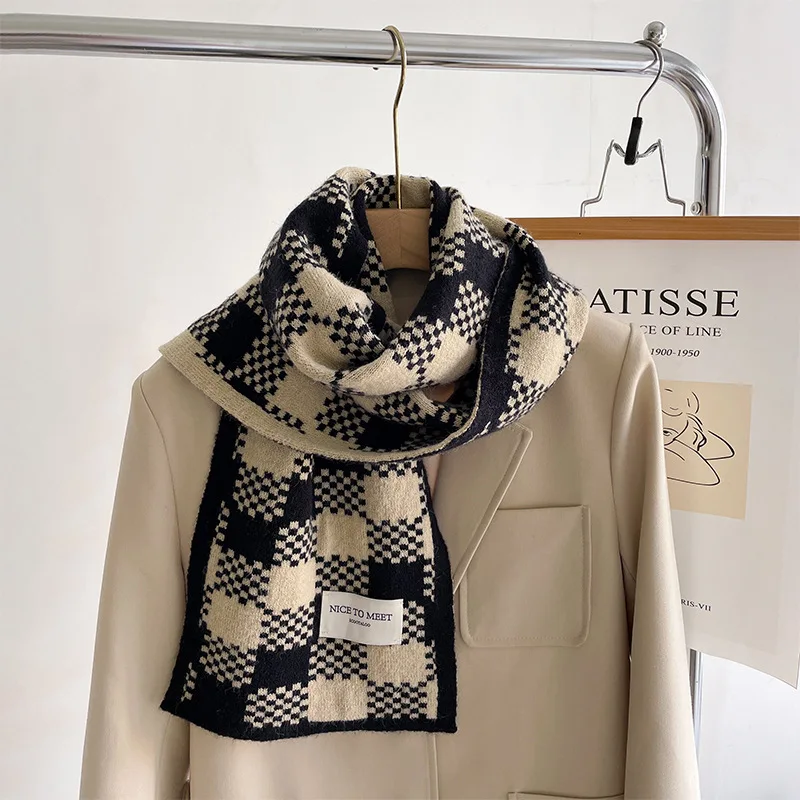 

Толстая теплая шаль, шарф, зимние женские шарфы, офисные женские шарфы из пашмины, модные клетчатые шарфы, новинка 2023