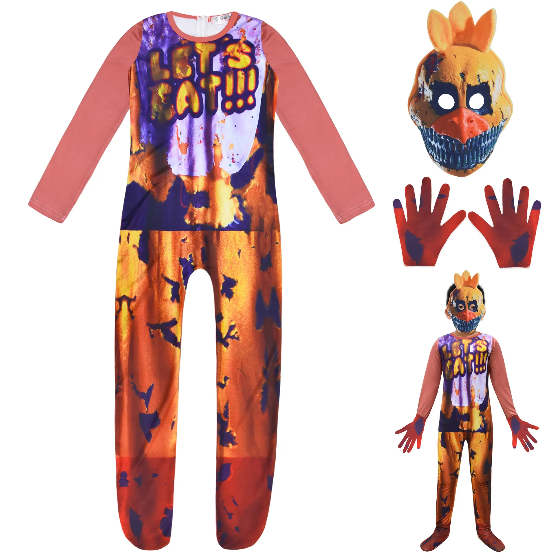 Bambini Costumi Di Halloween Anime Sundrop Fnaf Sun Clown Cosplay Abbigliamento Ragazzi Ragazze Freddy Body Mask Carnival Party Tuta