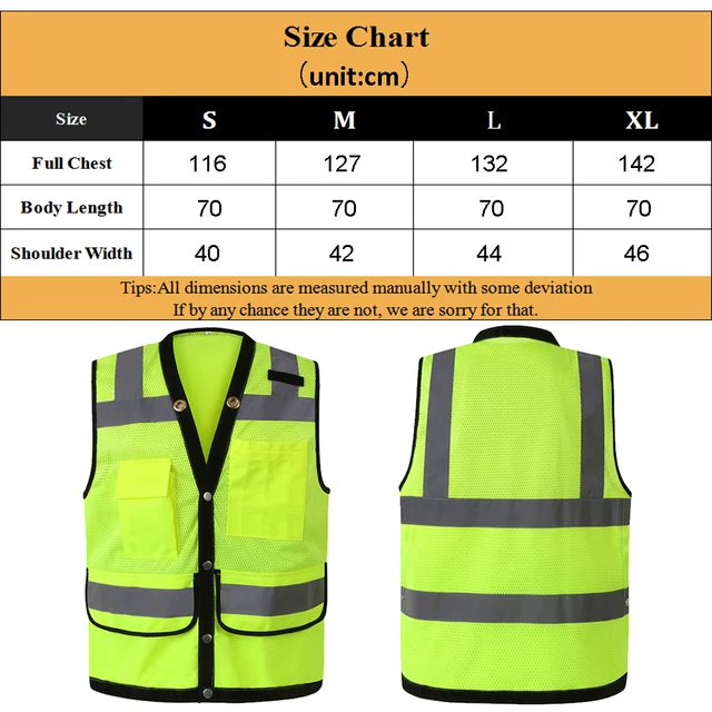 Mesh Reflective Safety Vest with Pockets and Zipper