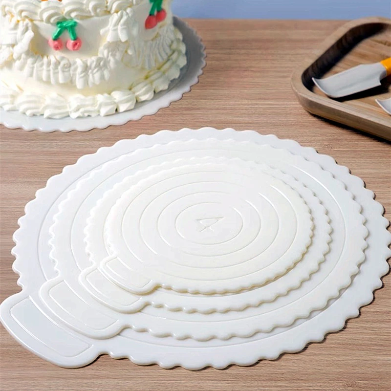 2PCS Reusable ABS plastic Round Cake stands Happy birthday cake Base plate Dessert boards Cake Transfer Tray Baking Tools