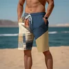 3D Printed Color Block Beach Shorts Men Colorful Plaid Pattern Short Pants Summer Hawaiian Casual Sports Quick Dry Swim Trunks 4
