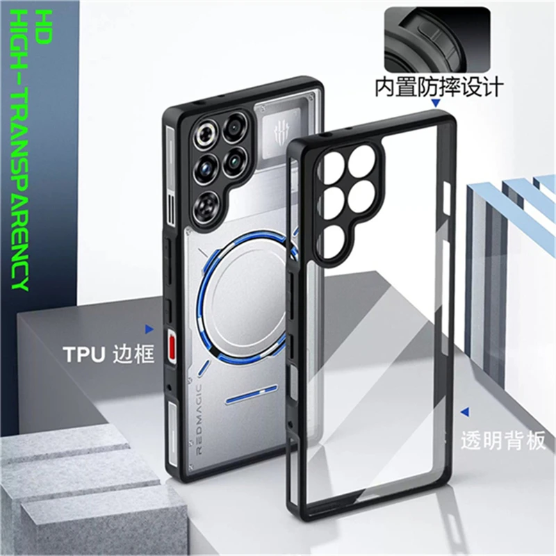 Matte Transparent Shockproof Bumper Case with Acrylic Protective Shell for ZTE Nubia Red Magic 11 Pro