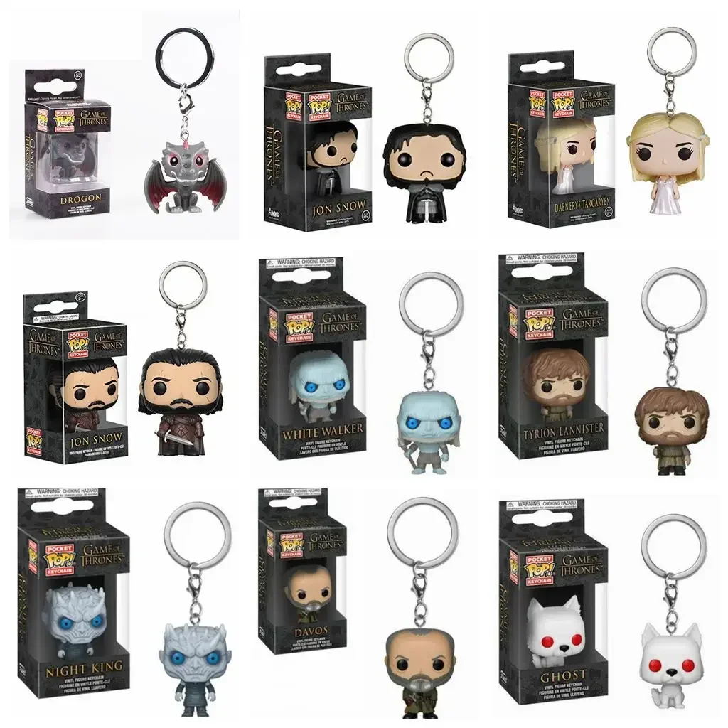 Funko Pop Movie Tv Game Of Jon Snow Daenerys Davos Night King Thrones Tylion Drogon Portachiavi Figura Modello Giocattoli Da Collezione