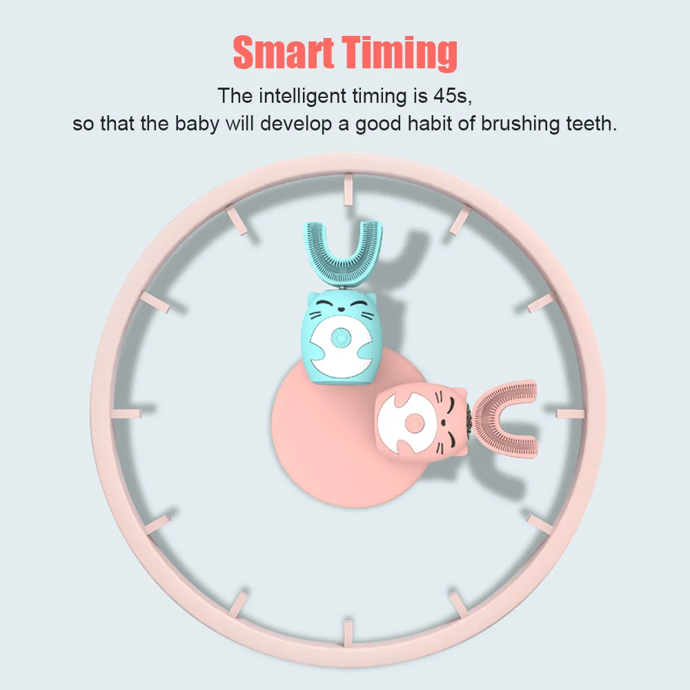 Children Electric Toothbrush 360 Degrees Automatic USB Rechargeable Cleaning Silicone Child Smart Kids U Shape Sonic Toothbrush 3