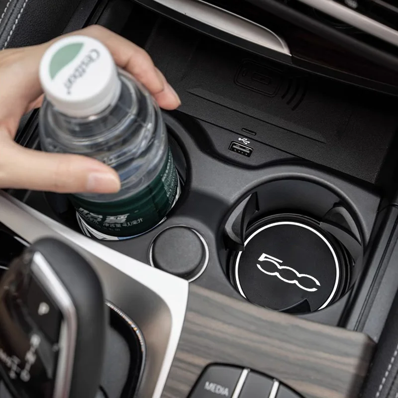 2pcs Non-slip Car Cup Holder Insert Coasters Pads for Fiat 500 500C 500X 500L Bottle Holder Coaster Auto Interior Cup Mat