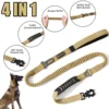 Reflective Shock Absorbing Pet Dog Leash with Car Seatbelt for Large Dogs Heavy Duty Tactical Bungee Dog Leash No Pull Dog Leash