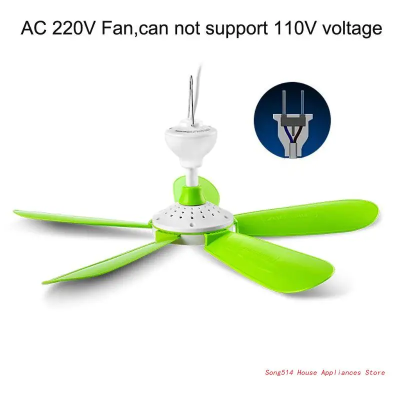 

AC 220V 7W 5 Leaves 16.5" Ceiling Fan mini Fan dormitory net fan with 1.8m Cord 95AC