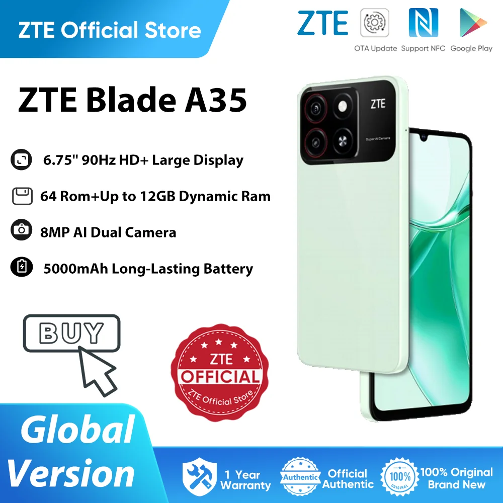 スマートフォン本体 ZTE Blade A35 Blade A35 Android Cell Phone (Black/4GB+64GB/Dual SIM