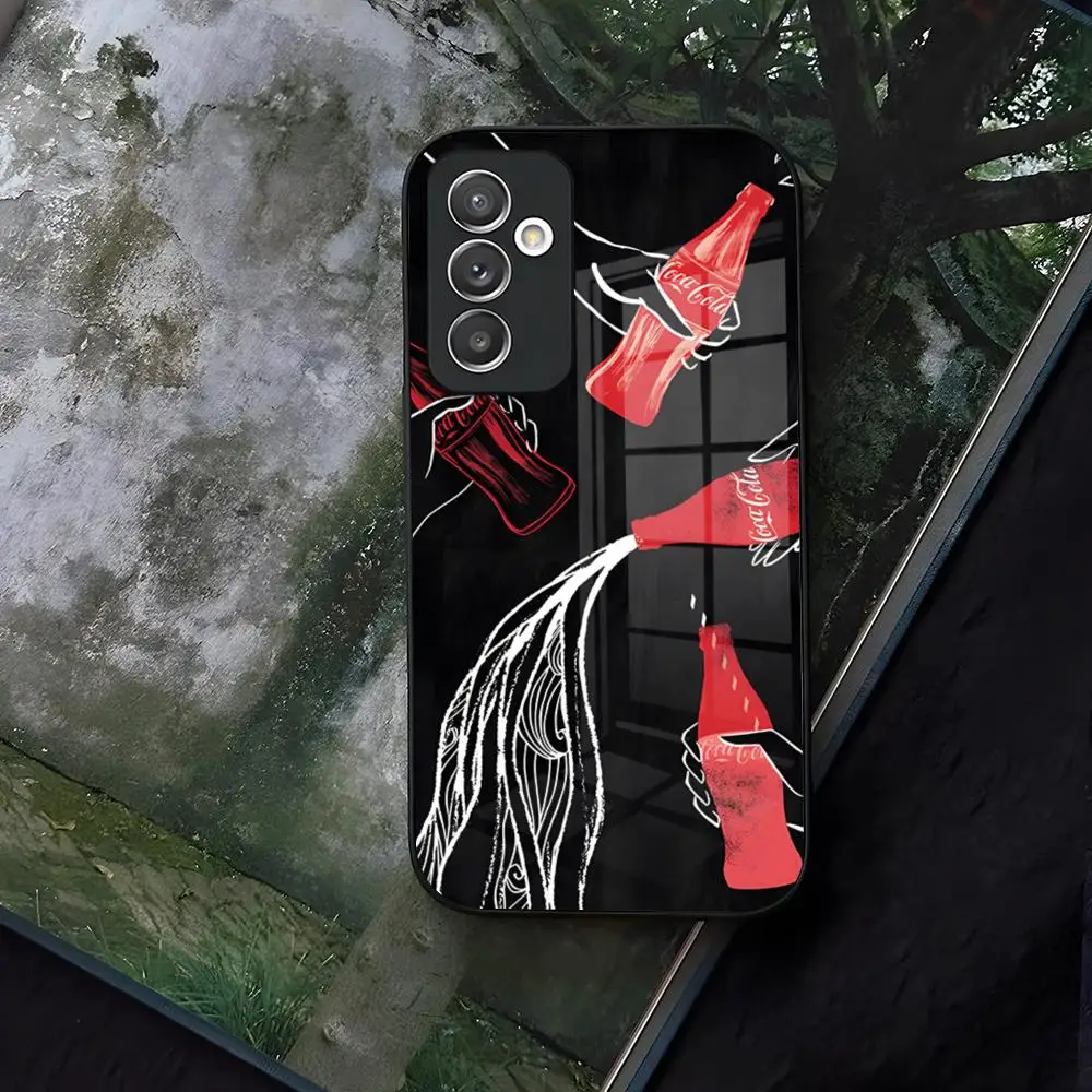 

C-Coca Phone ColaS Fashion Case Tempered Glass For Samsung A14 A34 A52 A21 A71 A20 A31 A12 A51 A40 A32 A72 A30 A54 Cover