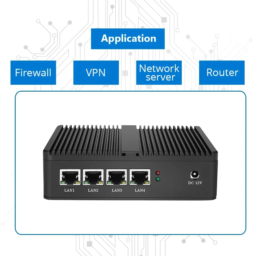 Fanless Industrial Mini PC Inter Celeron J1900 4xi225V NIC with 1xHDMI 1xVGA 2xUSB Support Windows10 LINUX Pfsense Computer 2