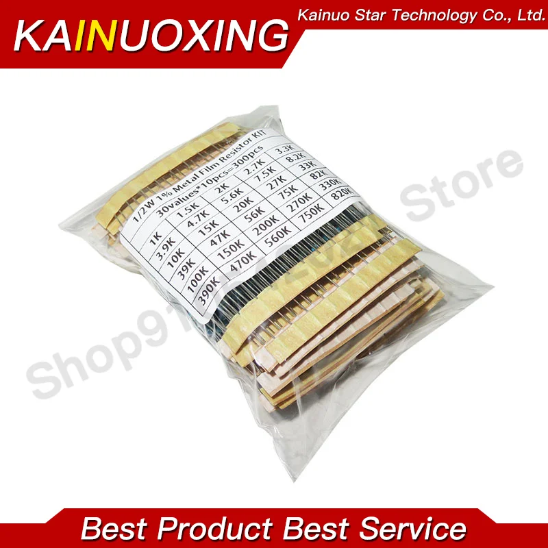 1/4W 1/2W 1W 2W 3W Resistance 1% Metal Film Resistor Assortment Kit Set 30Kinds Each 10PCS 0.1R~750R 1K~820K 10R~1M Ohm 300PCS