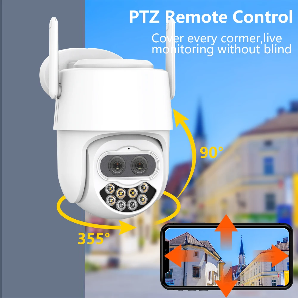 Ptz Remote Control Security Camera Outdoor 8X Zoom Dual Lens 4K
