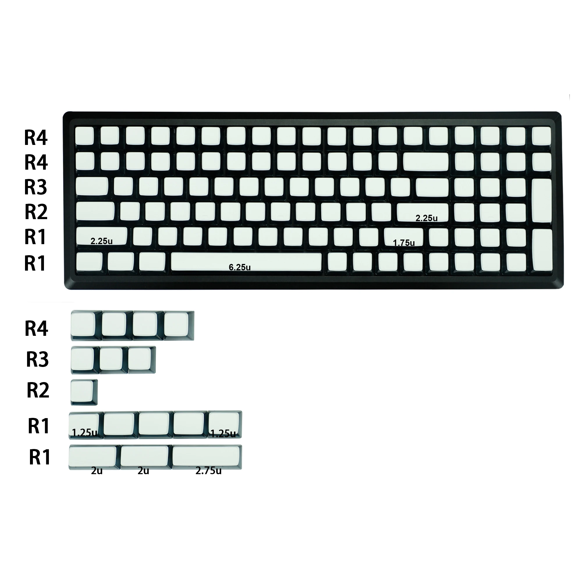 branco, Pudim Backlit, Keycaps Smoky, Perfil ASA,