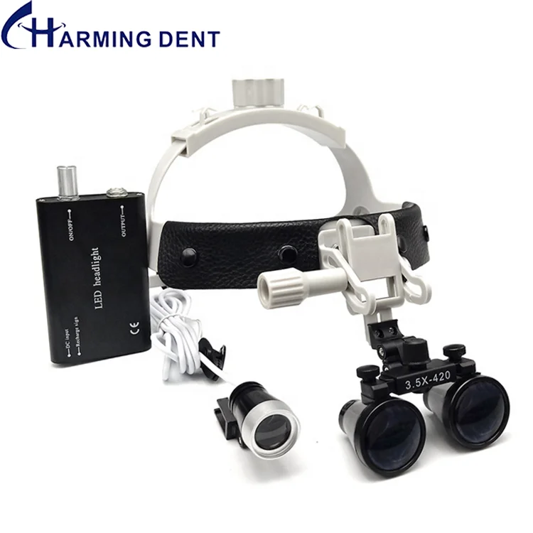 

Charming den-tal loupes binocular magnifier headband with LED headlight 3.5X for surgery ENT / Medical surgical glass