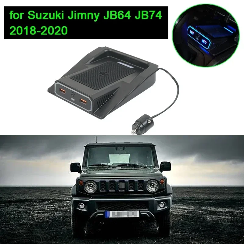

Car Phone Holder Wireless Charger with 2 Ports for Suzuki Jimny JB64 JB64W JB74 JB74W 2018-2020 Dual USB Car Charger Adapter