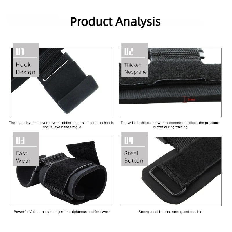 2Pcs Non-Slip Weight Lifting Hookspremium Pair Of Straps Weightlifting Deadlift Chin Pull Up And Exercise Fitness Hook Training