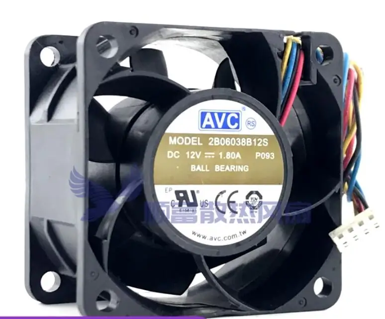 

AVC 2B06038B12S P093 DC 12V 1.80A 60x60x38mm 4-Wire Server Cooling Fan