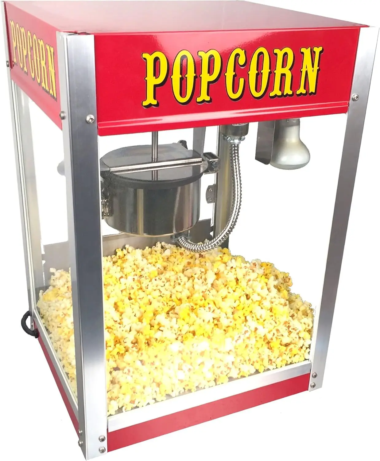 Theater Pop 4-Ounce Popper Popcorn Machine Side-hinged Aluminum Kettle Sturdy Cabinet Construction Built-in Warming Deck 3