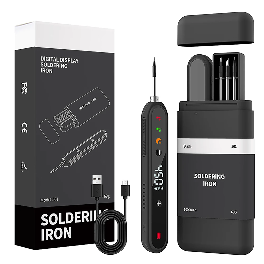 Fer à souder sans fil USB 180-450°C 1400mAh Type-C