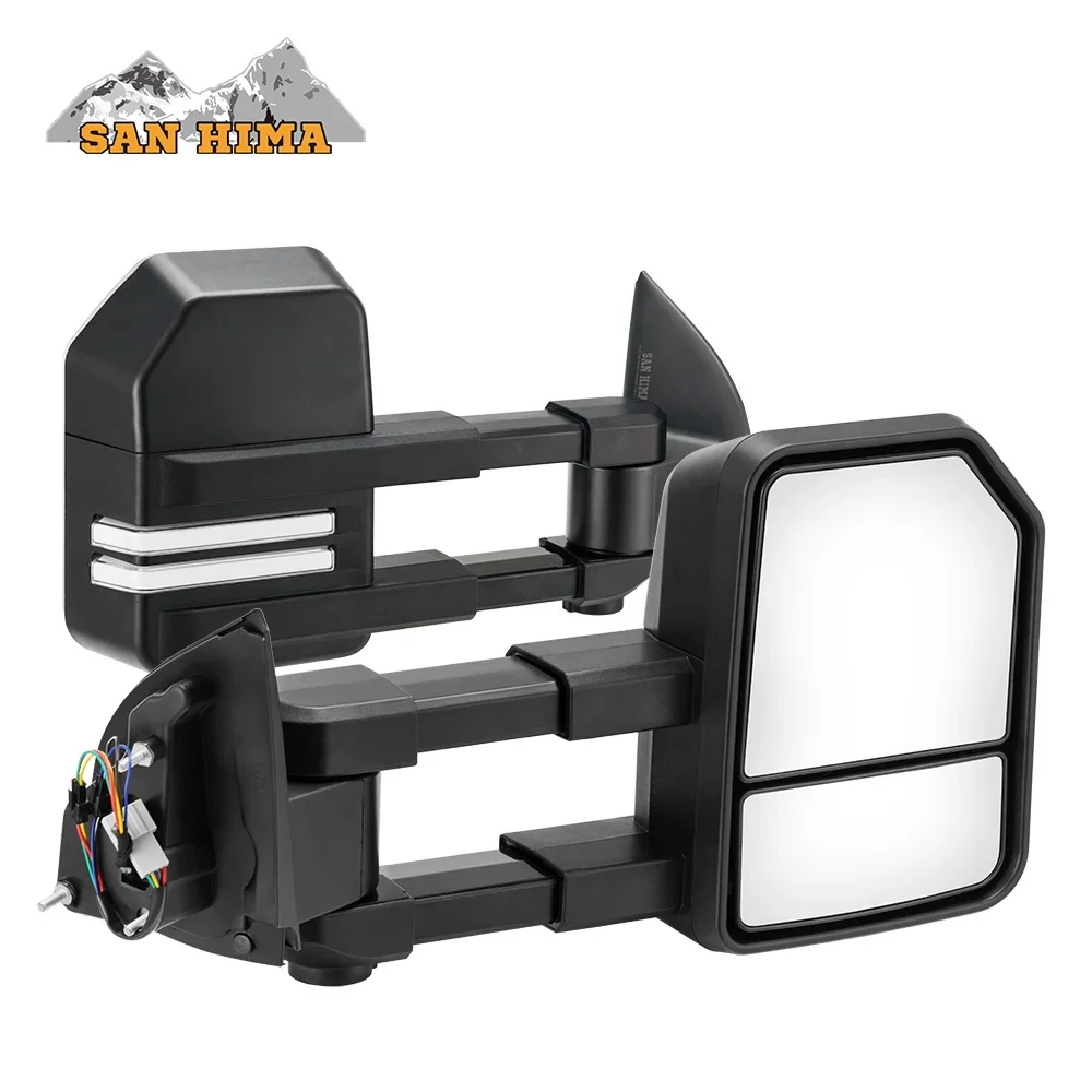 

SAN HIMA Black Pair Led Turn Signal Light Truck Extendable Towing Mirrors for Ford Ranger Wildtrak Raptor 2012-on