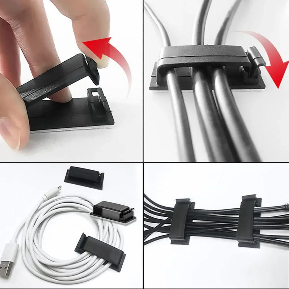 10Pcs Cable Fixing Clip Cable Wire Sorting Buckle Chassis Organizer 19*47 Black and White Cable Organizer Management