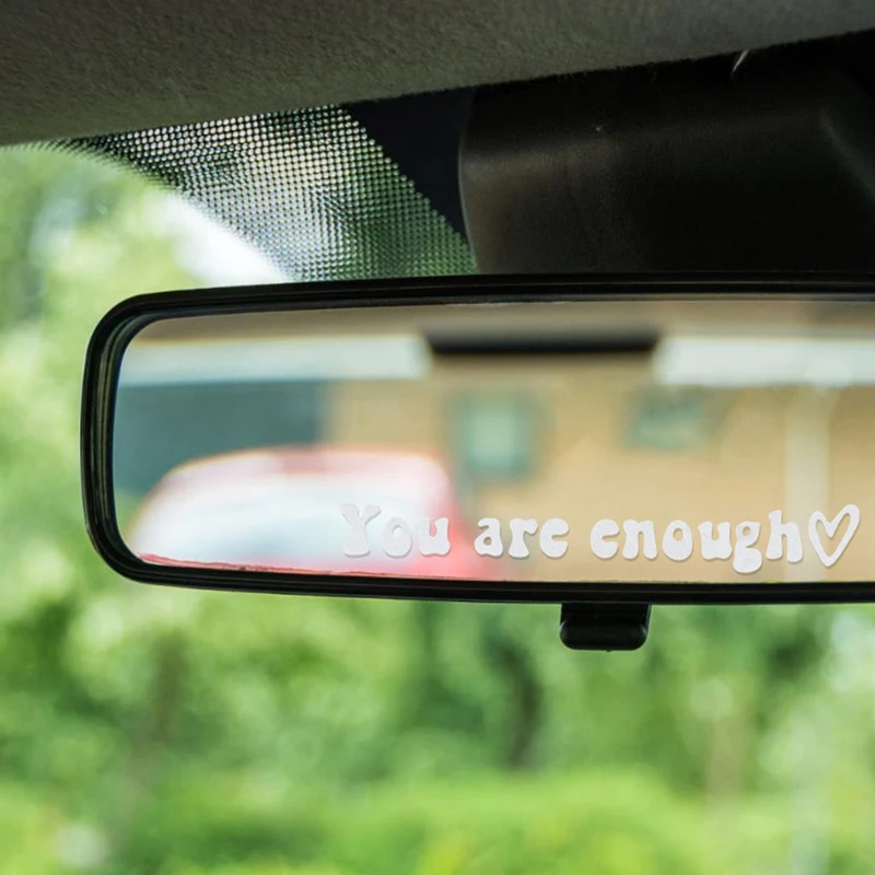 1pcs Car Vanity Mirror Stickers You are Enough Love You Number Rearview Mirror Decal Sticker Waterproof Good Cups Bowls Sticker